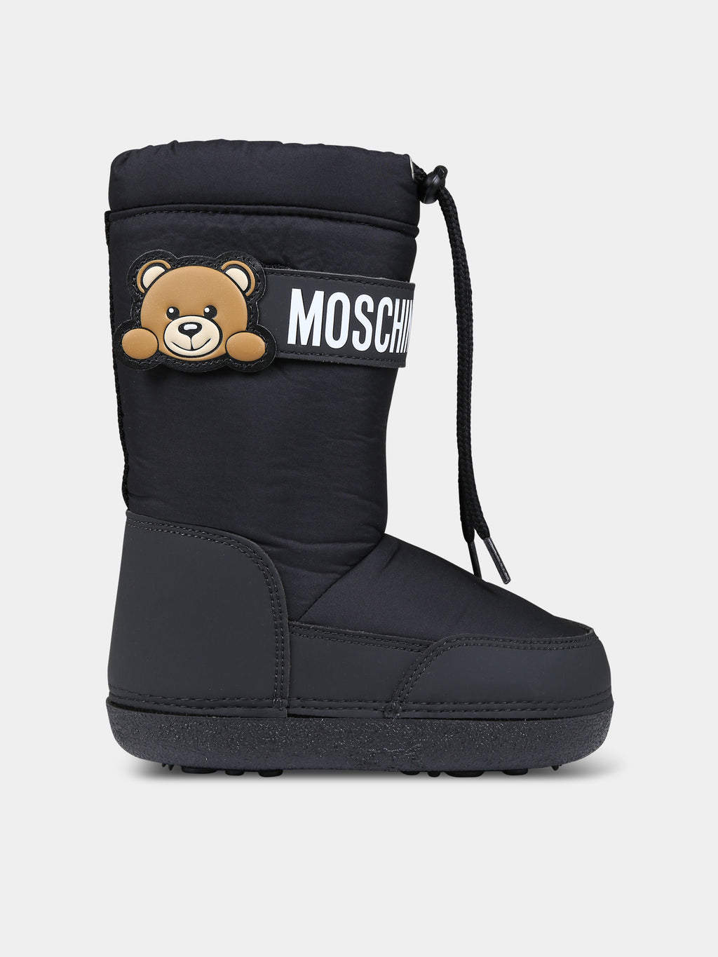 Balck boots for girl with Teddy Bear and logo