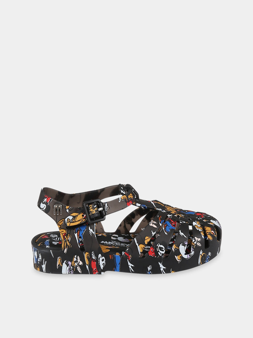 Black sandals for boy with Disney characters