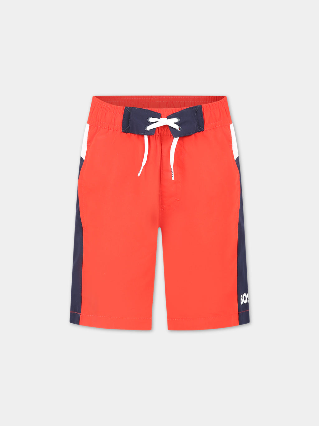 Boxer-mare rosso per bambino con logo