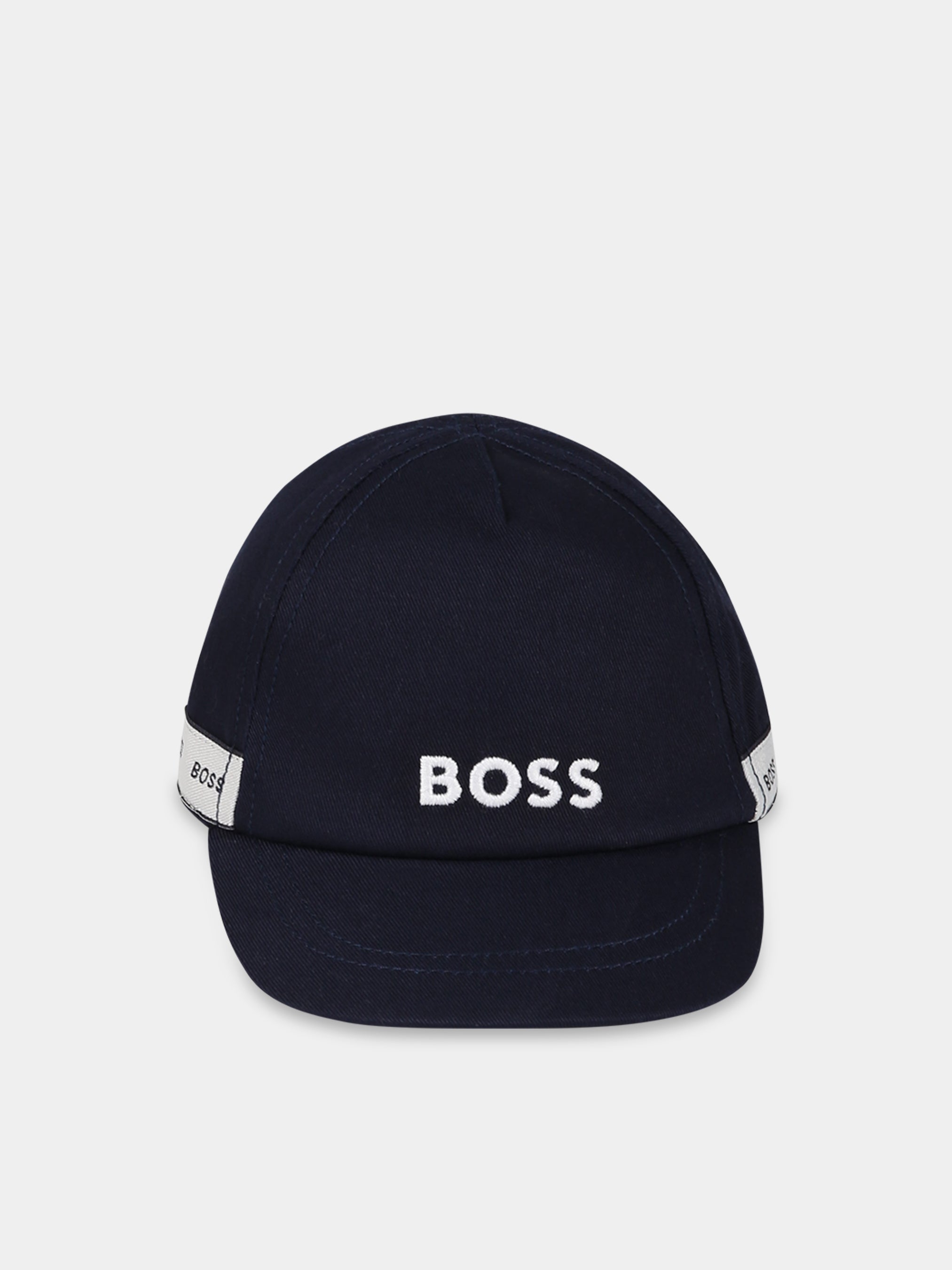Blue hat for boy with logo Hugo Boss