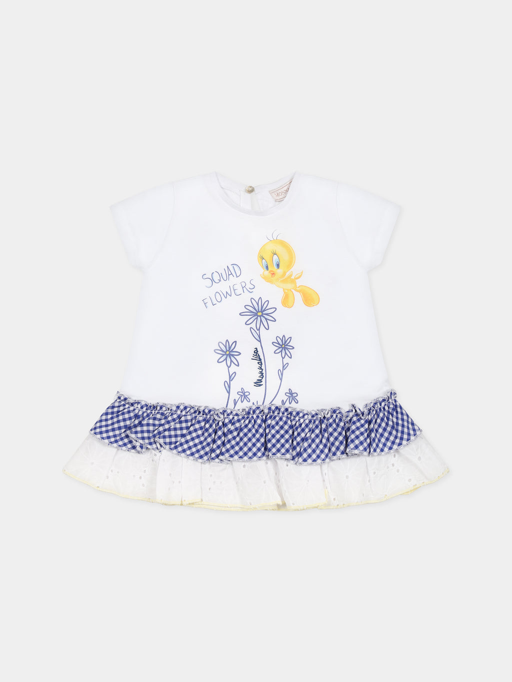 White t-shirt for baby girl with Tweety print and logo