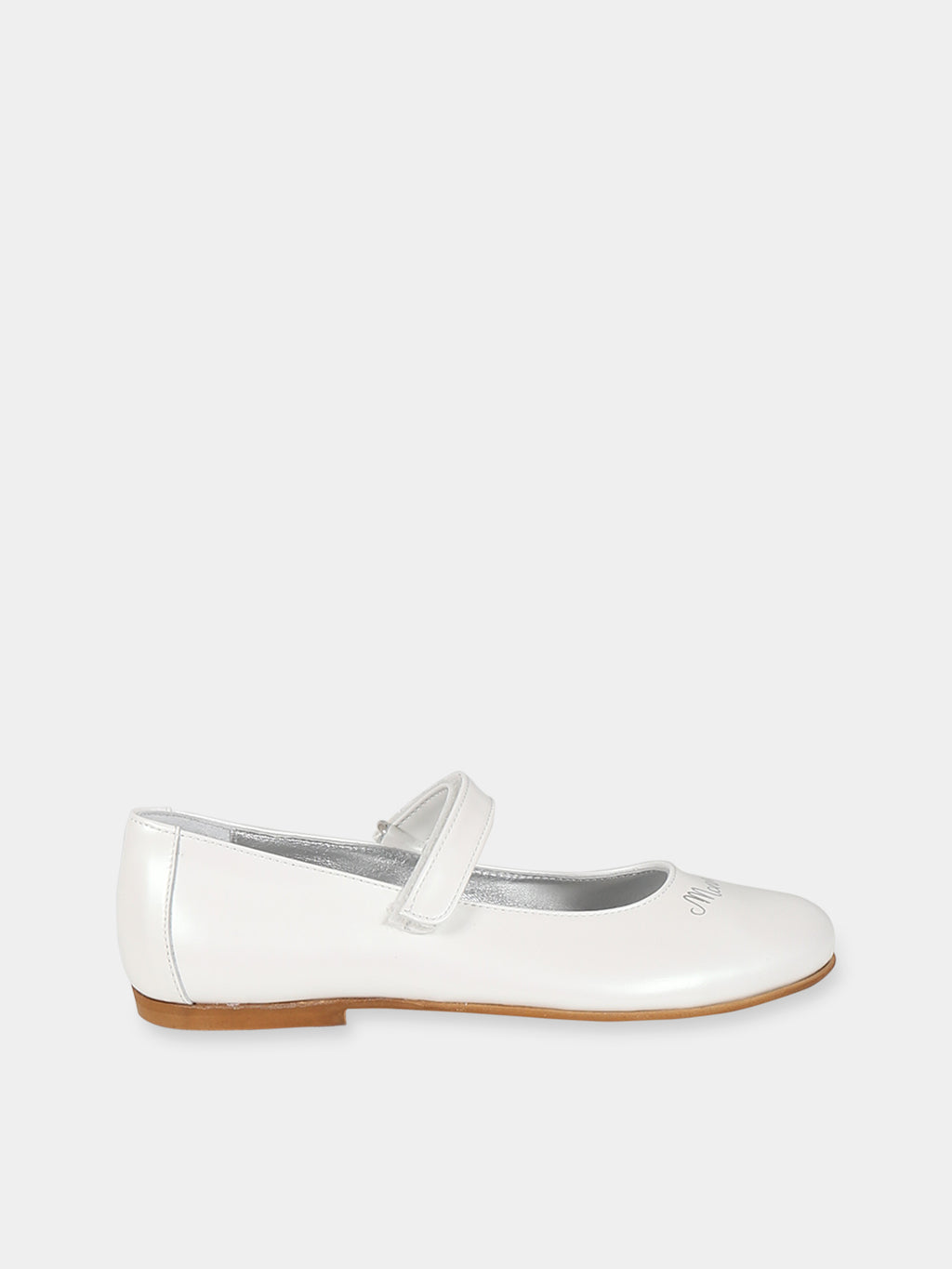 Ivory ballet flats for girl with logo