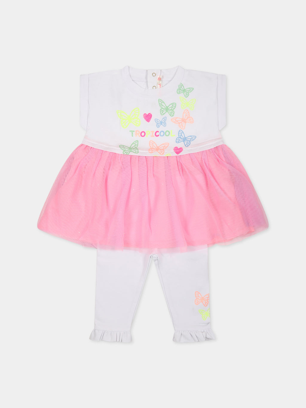 White suit for baby girl with butterflies and hearts