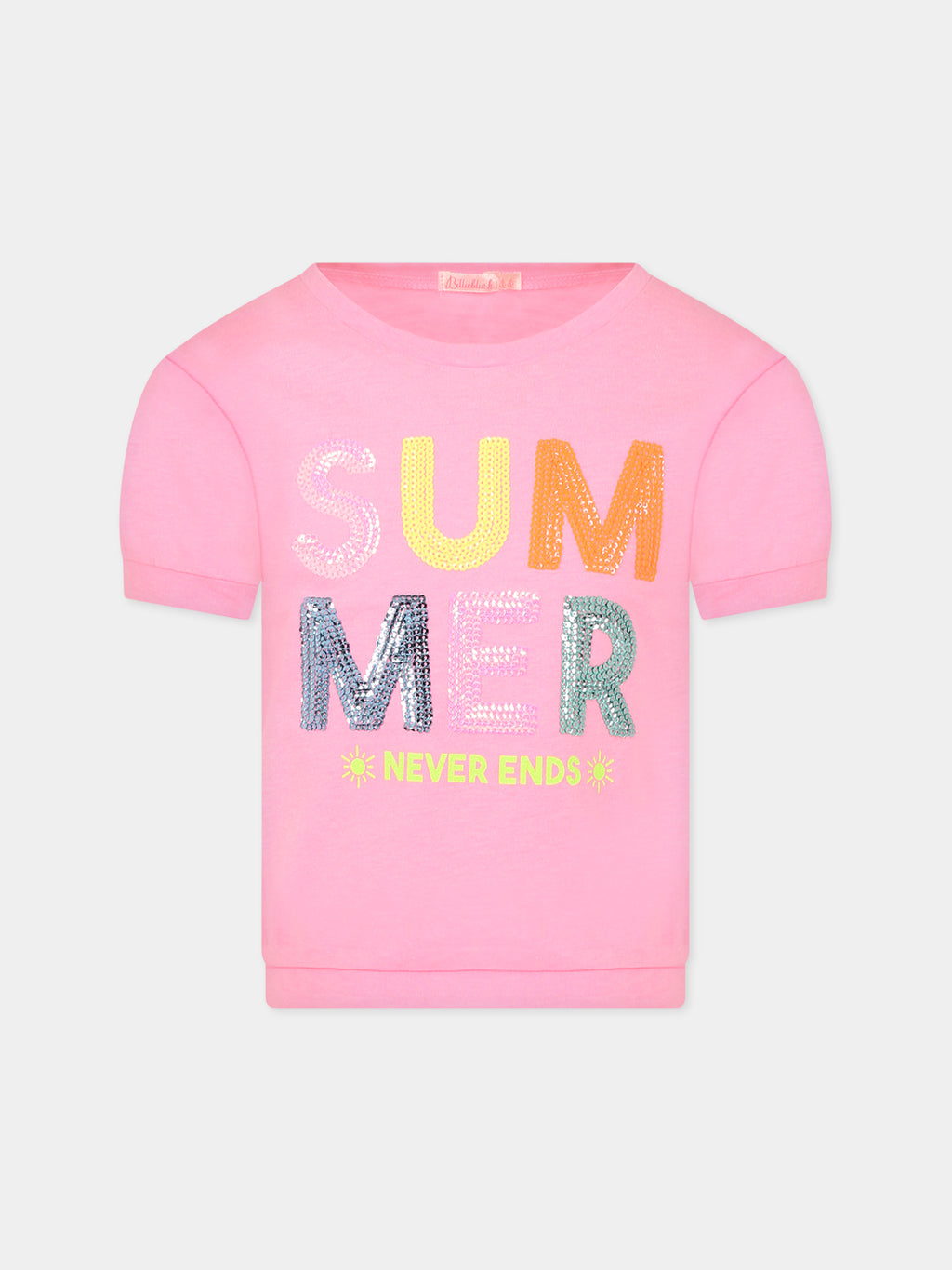 T-shirt rosa per bambina con paillettes