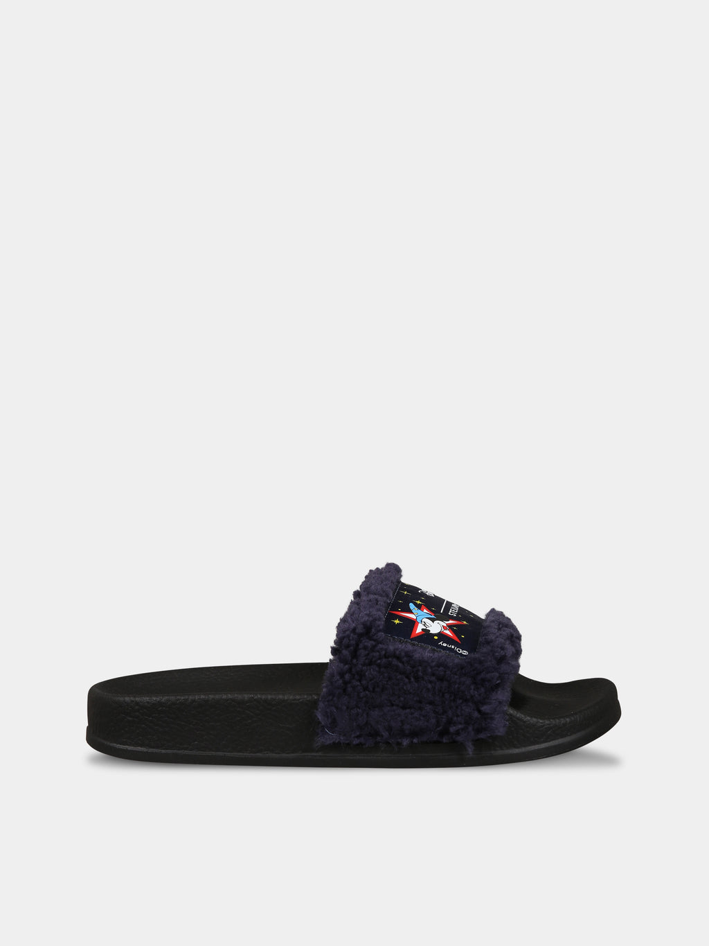 Black slippers for boy with logo