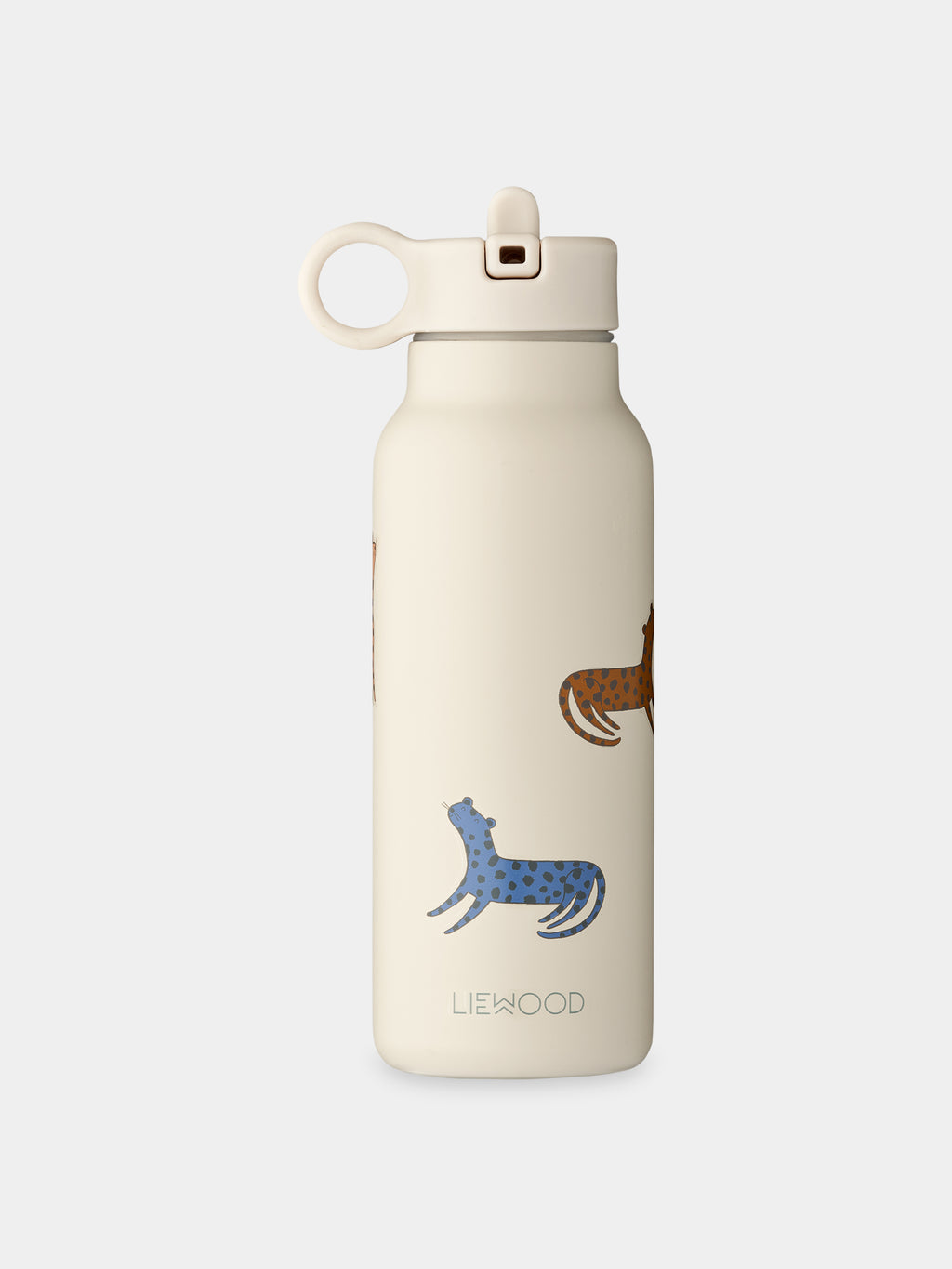 Ivory thermal bottle for kids with leopard print