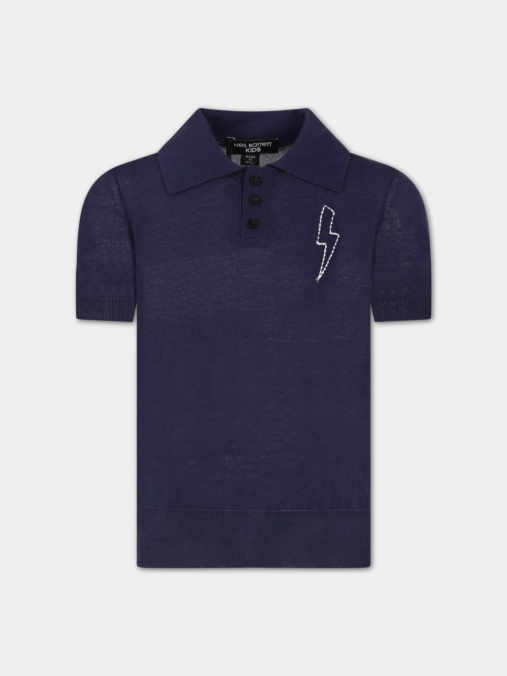 Blue polo shirt with iconic thunderbolt for boy