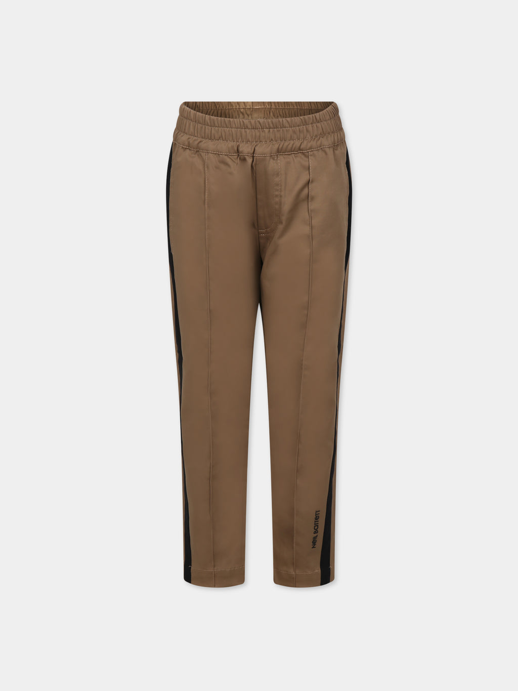 Brown trousers for boy with iconic lightning bolt and logo