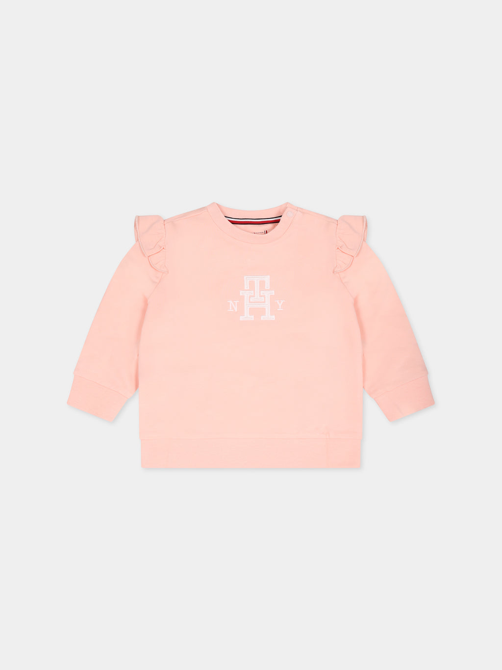 Felpa rosa per neonata con monogramma