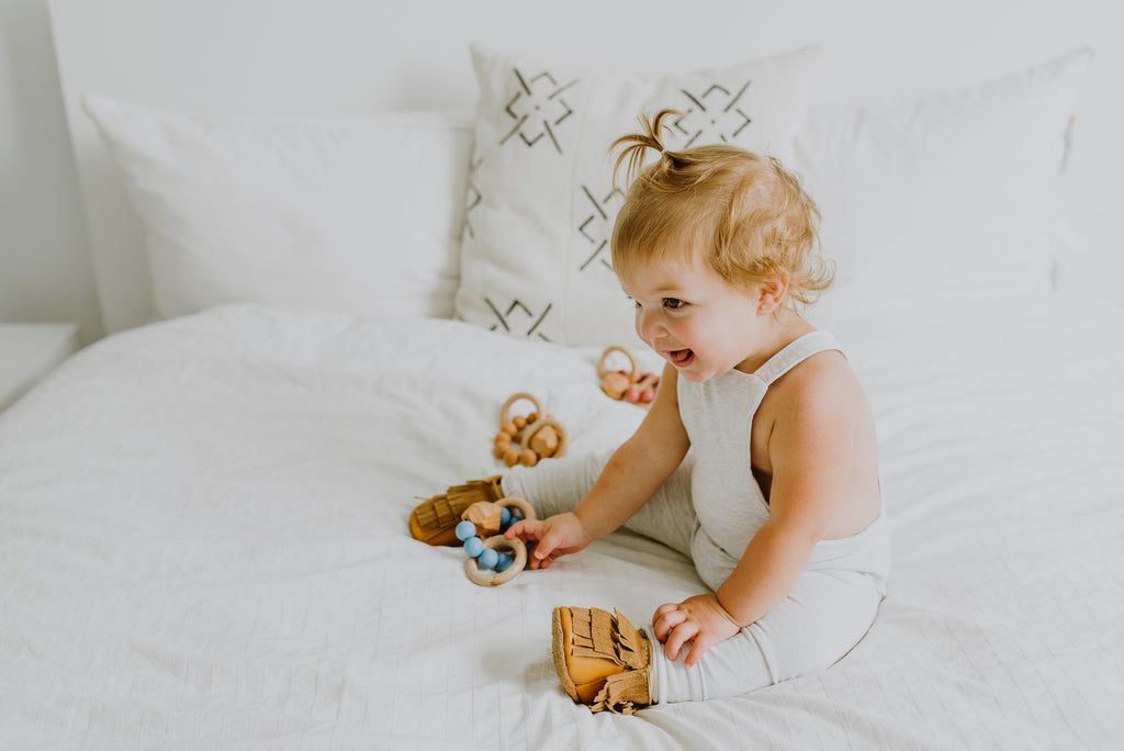 Hayes Silicone Wood Teether Ring- Niagra Blue Chewable 