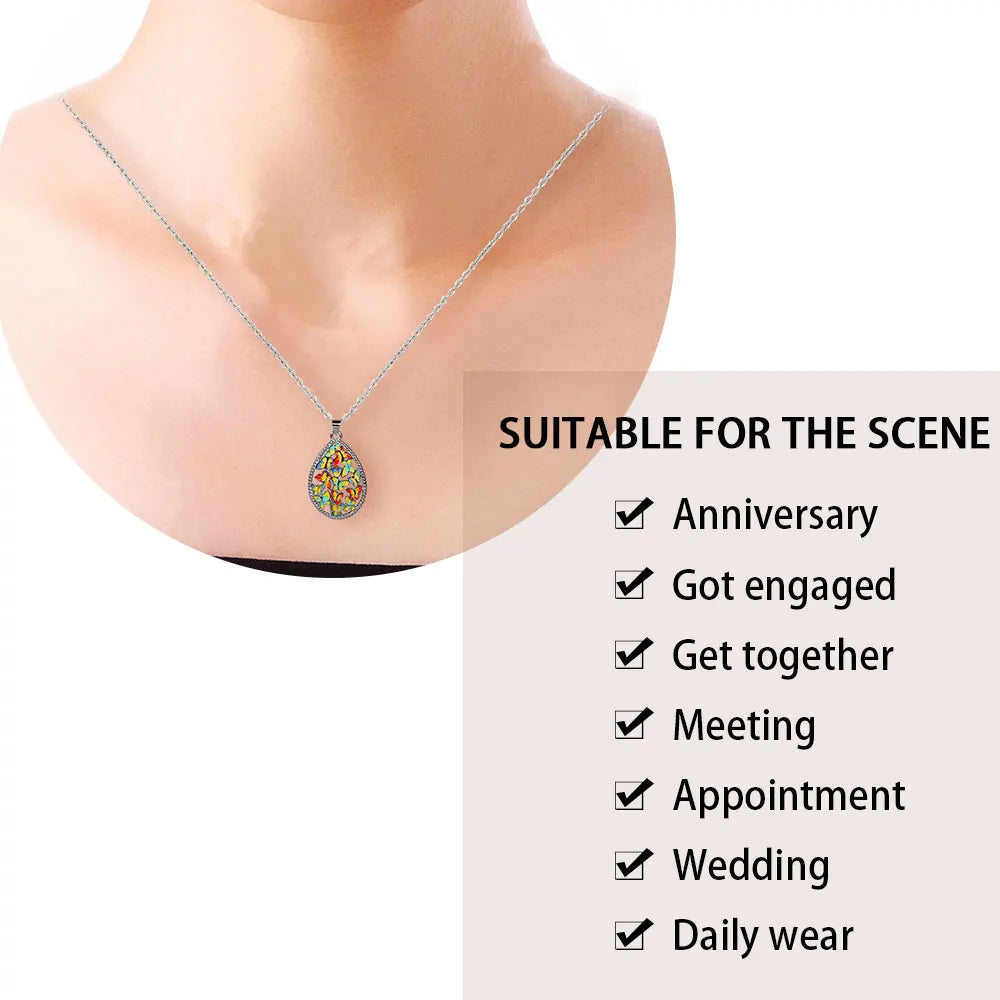 925 Silver Set For Women Color Handmade Enamel Butterfly Ring Jewelry Women's Jewelry Set Ring Necklace Earrings Women's Jewelry