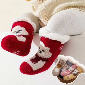 Cute Winter Baby Cartoon Christmas Socks Thicken Cotton Warm Newborn Kids Floor Sock Non-Slip Children Socks For 0-4 Years - EtherealBe