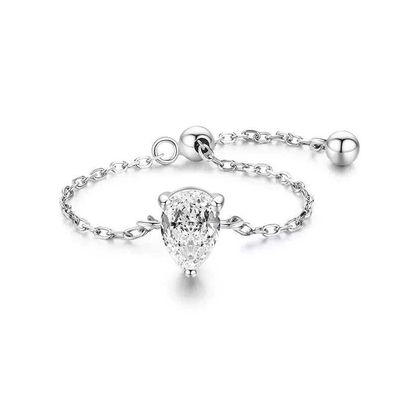 Modian 5 Style Clear CZ Link Chain Ring Trendy 925 Sterling Silver Adjustable Charm Gold Color Rings For Women Wedding Jewelry