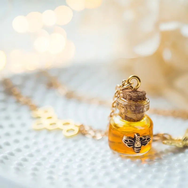 Bee necklace Witch jewelry vial necklace jewelry unique personalized necklaces women potion bottle honey