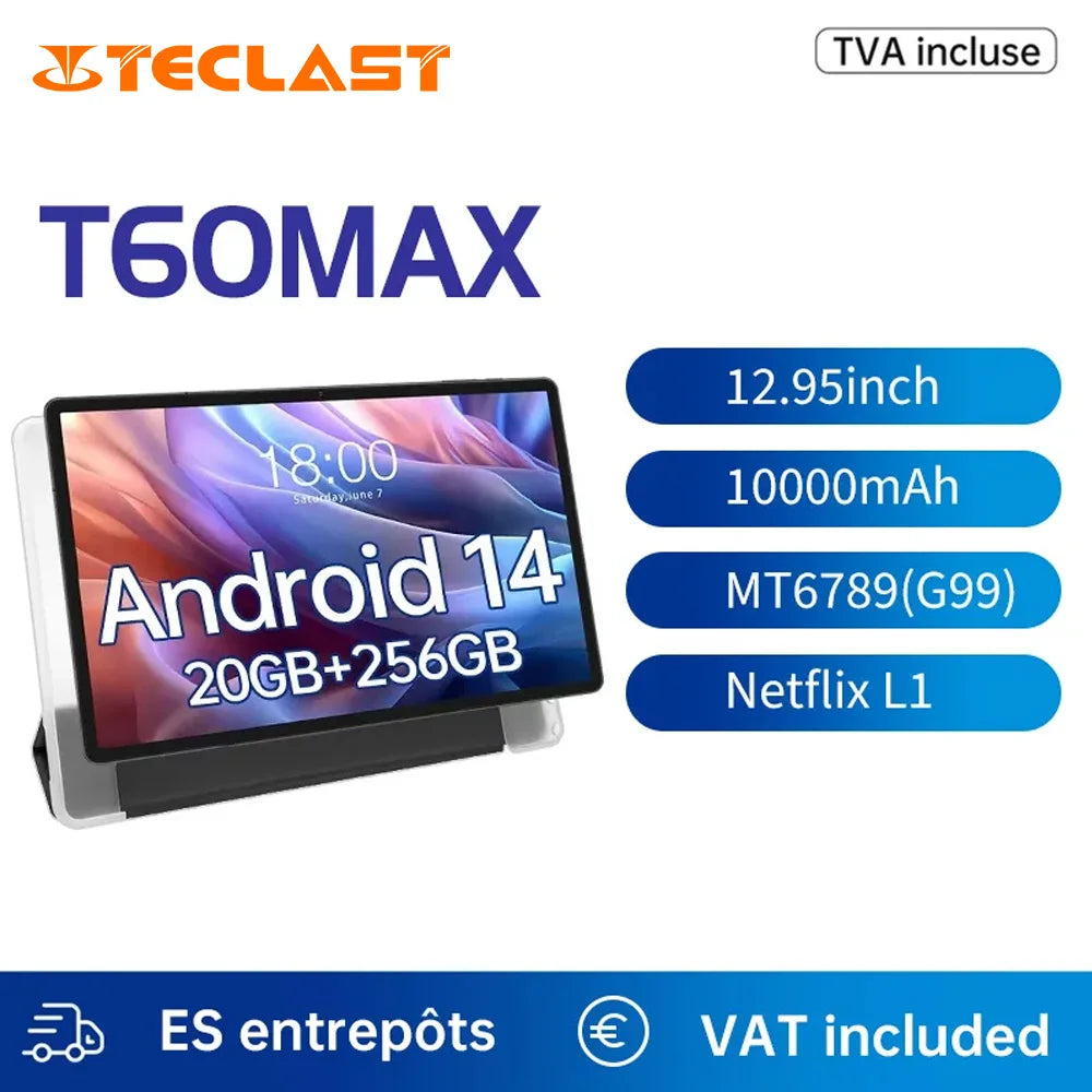 【World premiere】 Teclast T65 Max 13 "HD Display Android 14 Tablet MediaTek G99 8GB RAM GB ROM mAh Battery Widevine L1