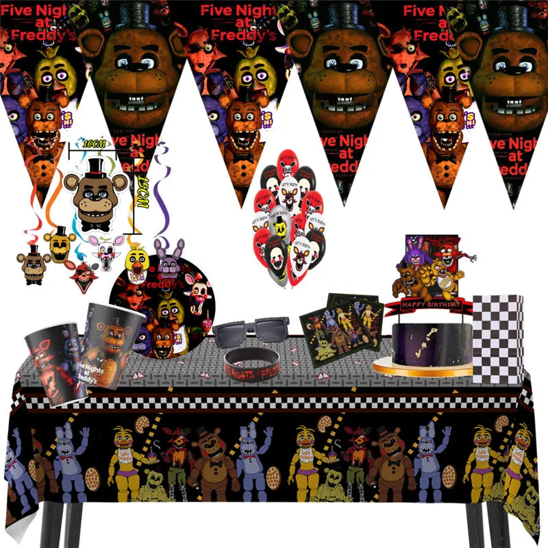 FNAF Five Nights Freddyed Birthday Party Decorations Disposable Tableware Cup Plate Party Supplies