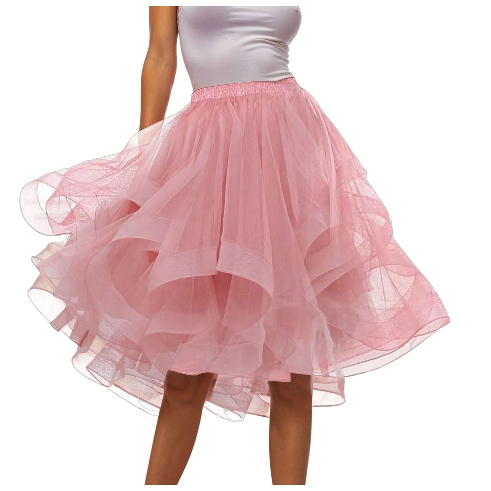 Tulle Skirts For Women Puffy High Waist Irregular Hem Hem Large Swing Dancing Skirt Performance Stage Clothes Tutu Faldas