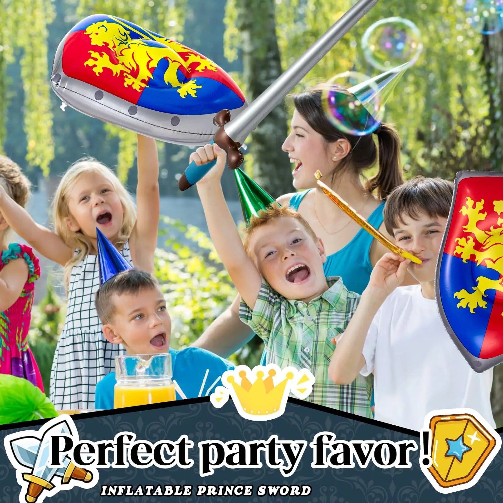 Inflatable Medieval Joust Sword and Shield Knight Set Blow up Pirates Sword Shield for Pirate Party Favors Medieval Accessories