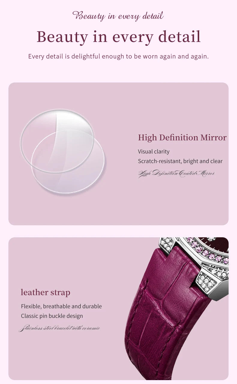 OLEVS Diamond Lap Women's Watches Luxury Original Quartz Watch for Women Fashion Leather Strap Waterproof Girls Dress Wristwatch