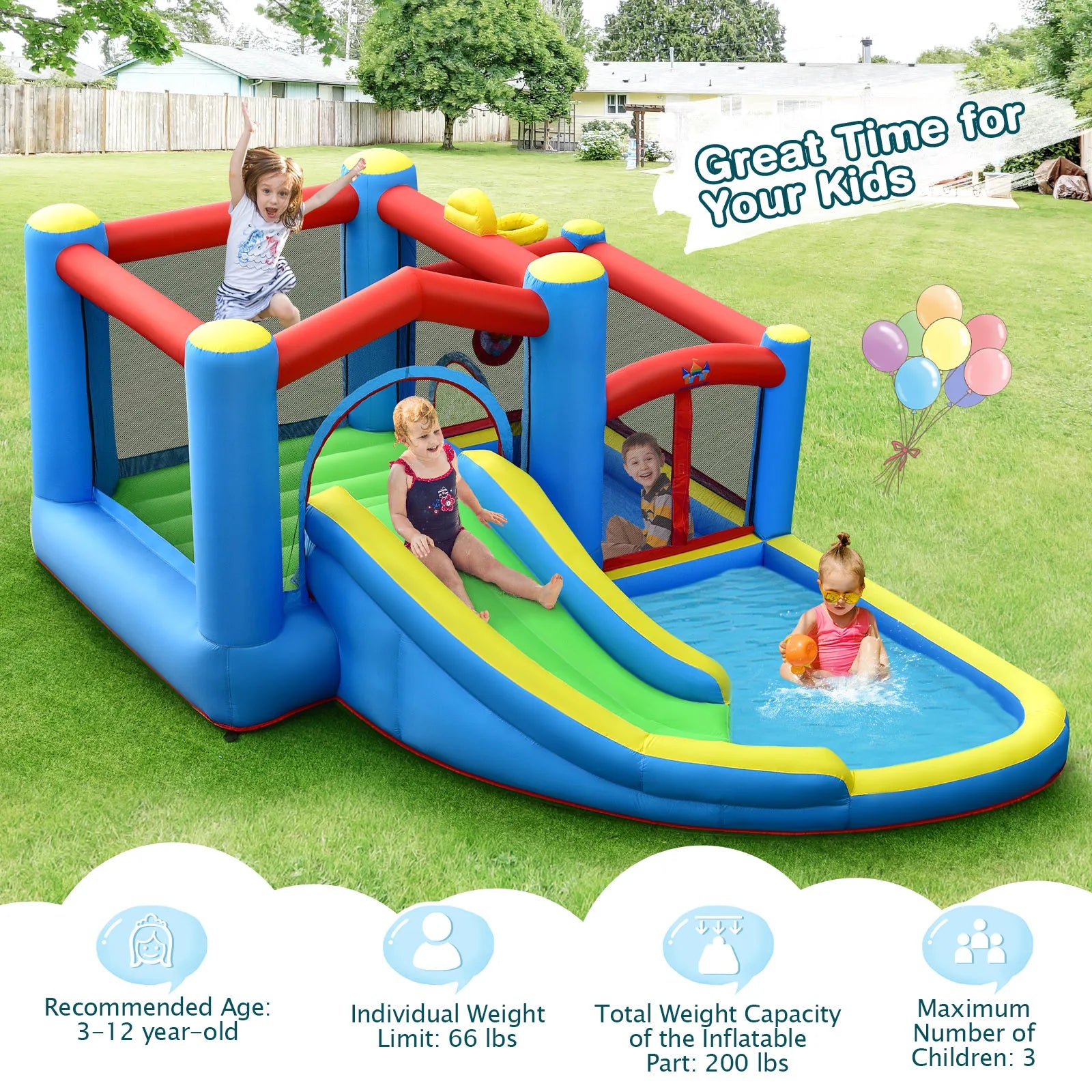 Inflatable Kids Water Slide Outdoor Indoor Slide Bounce Castle (without Blower)
