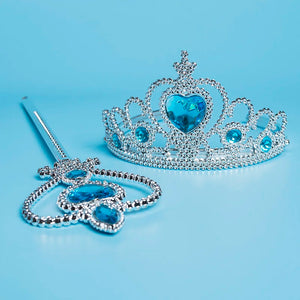 Girls Elsa  Kids Princess Accessories Set 2Pcs Crown Crystal Magic Stick for Child Cospaly Performance Costume Birthday Gifts - EtherealBe