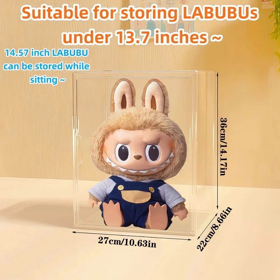 17cmLABUBU Collection Display Cabinet, Acrylic Transparent Storage Box,  for LABUBU V1 V2 V3 Series Doll Collection Display