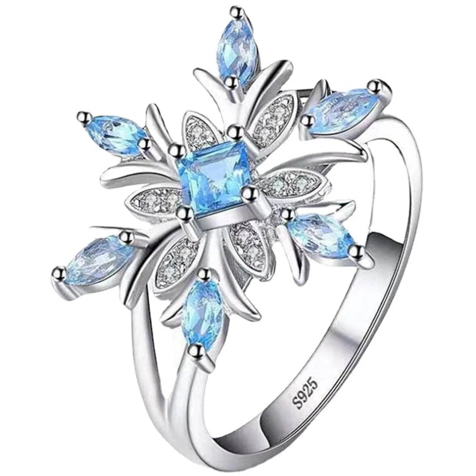 Small Fresh Rings For Women Snowflake Fashion Ring Flower Jewellery Engagement Accessories Hundred Matching Costume Woman Pack
