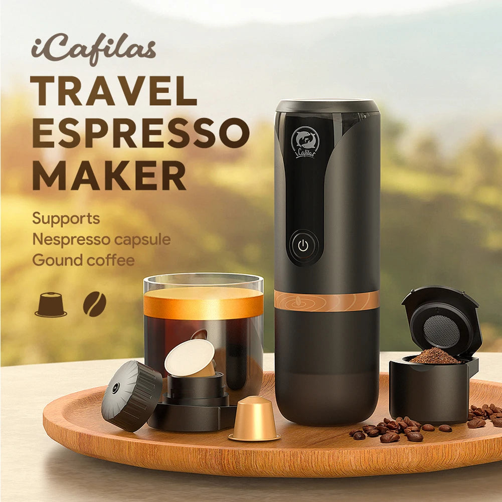120ml Household Coffee Machine USB Charging Stainless Steel Car Coffee Maker Portable Mini Automatic Cleaning for Travel Camping