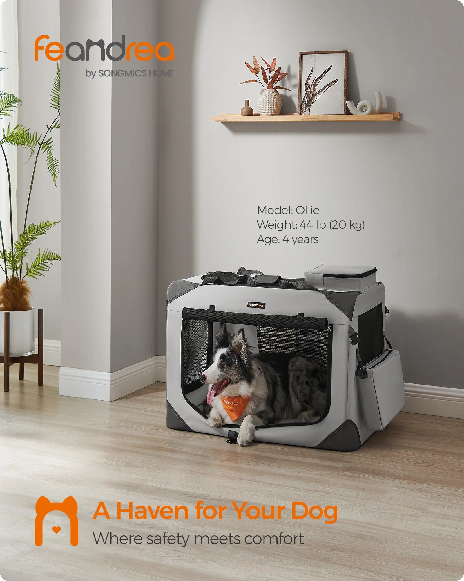 Feandrea 32 Inches Collapsible Soft Dog Crate, Portable Travel Dog Crate for Indoor and Outdoor Use, Dog Carrier Kennel