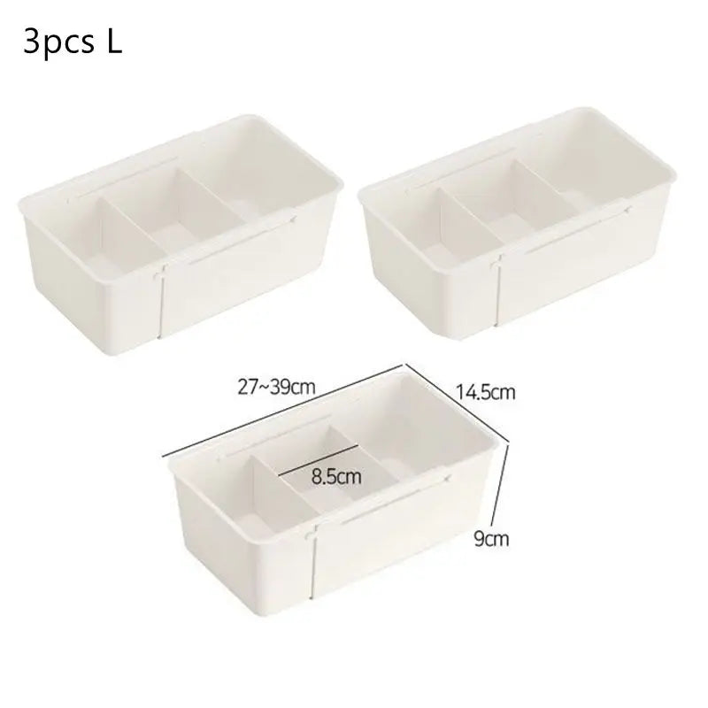 Adjustable Drawer Organiser Living Room Kitchen Bedroom White Sliding Multi-Purpose Organizer Box Sundries Divider Holder