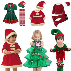 New Year Kids Santa Claus Toddler Baby Red Xmas Clothes Party Red Dress Set for Children Christmas Costume Santa Claus Set - EtherealBe