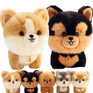 Adorbale Furry Plush Corgi Dog Plush Toy Stuffed Big Head Kawaii Lifelike Animal Shiba inu ChowChow Yorkshire Bichon Husky Doll - EtherealBe