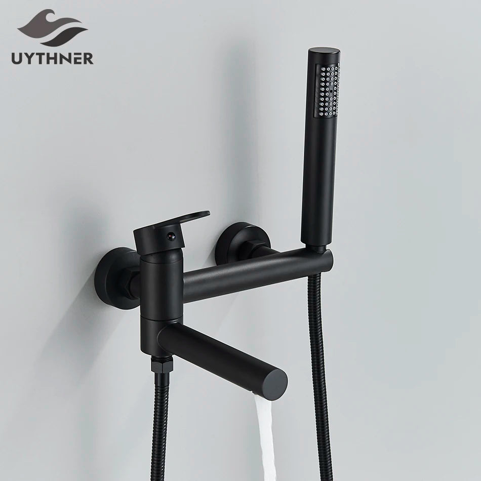Uythner Bathtub Faucet With Hand Sprayer Shower Faucet Wall Mount Hot Cold Water Mixer For Bathroom Bath Shower Set System