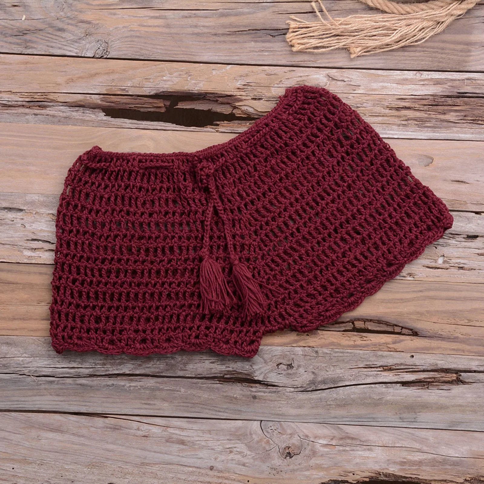 Solid Color Handwoven Beach Swimming Pants Women'S Summer Stretchable Strap Hollow Flat Corner Pants Bathing Shorts Underwear