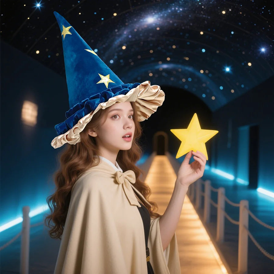 EtherealBe Halloween Witch Hat for Women with Stars