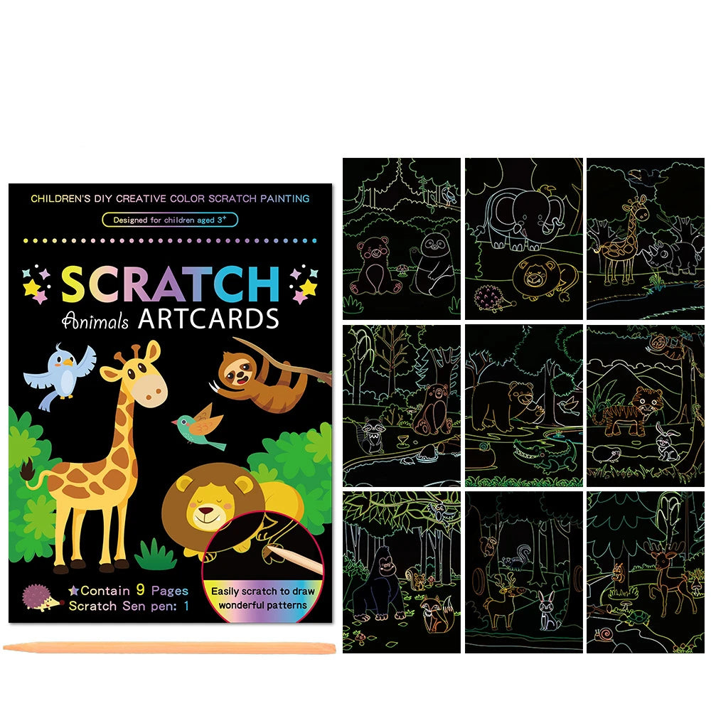 10Pcs Magic Scratch Off Art Craft Supplies Kits for Kids Girls Boys Party Game Christmas Birthday Gift