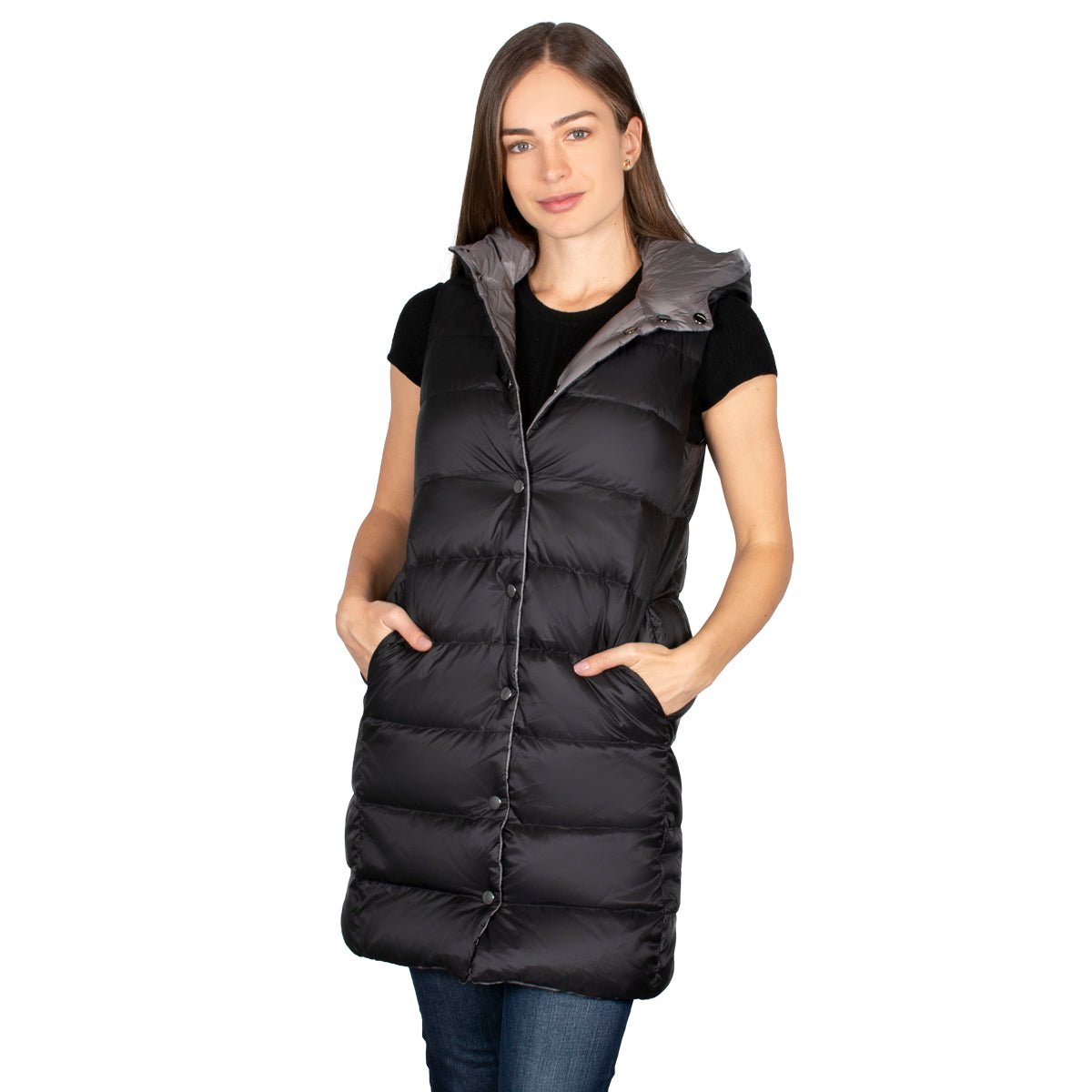 Ripley - CHALECO LARGO INDEX PARA MUJER CAPUCHA DEQUILT