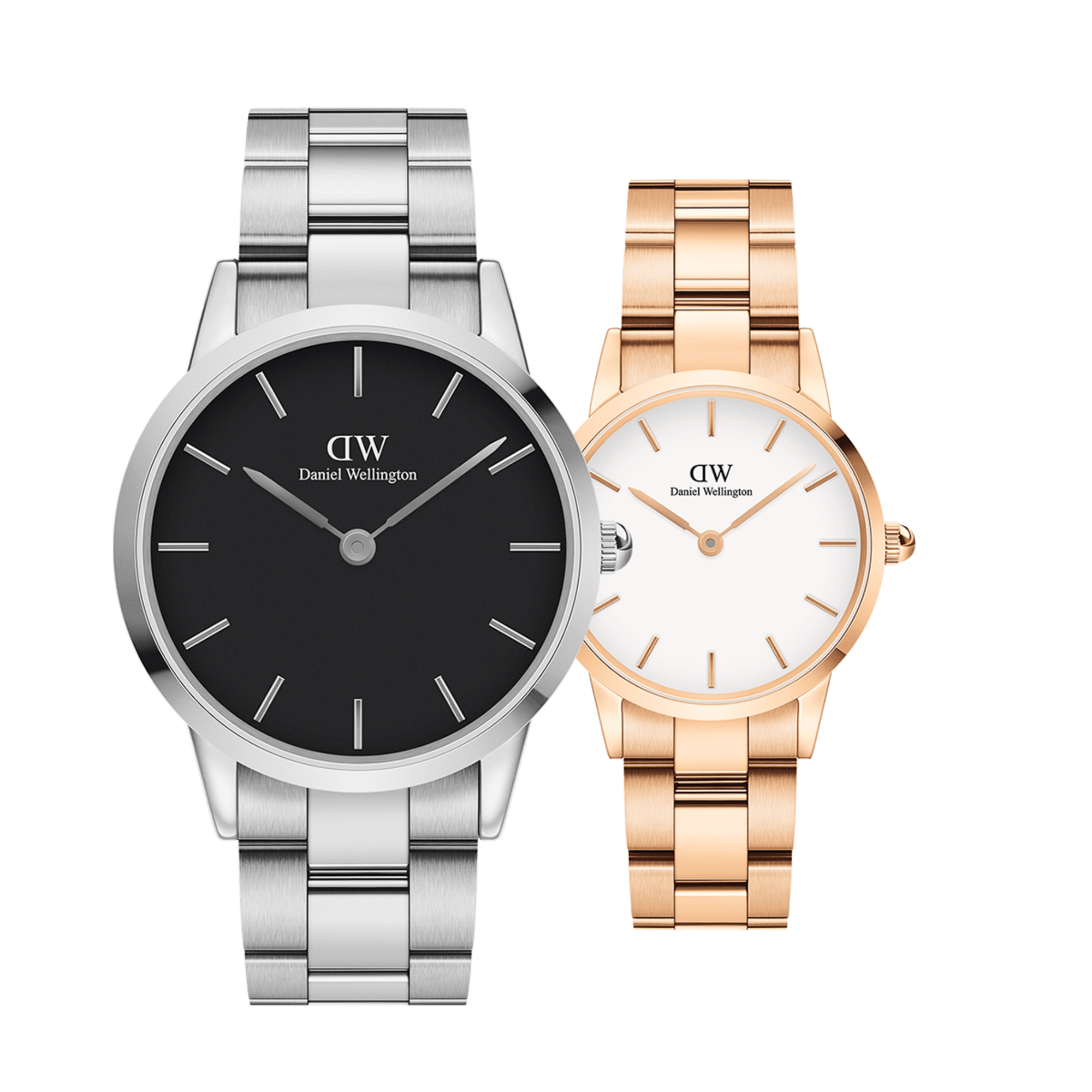 Iconic Link White Rose Gold & Black Silver - Daniel Wellington Malaysia product image