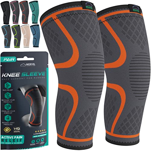 ❤️ Modetro Sports Charcoal Compression Pair Of Knee  Sleeves,Arthritis,Joints Med