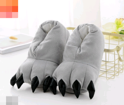 Winter Soft Warm Dinosaur Paw Funny Slippers for Men Women Kids Parent-child Home House Slipper Shoe