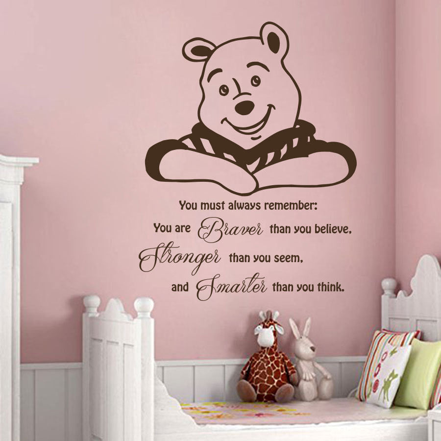 Cartoon Wall Decal Quote Winnie the Pooh Vinyl Sticker Nursery Murals ...