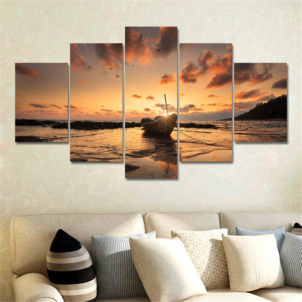 5 Panel Modern Canvas Print Seascape Painting Wall Art Picture Canvas ...