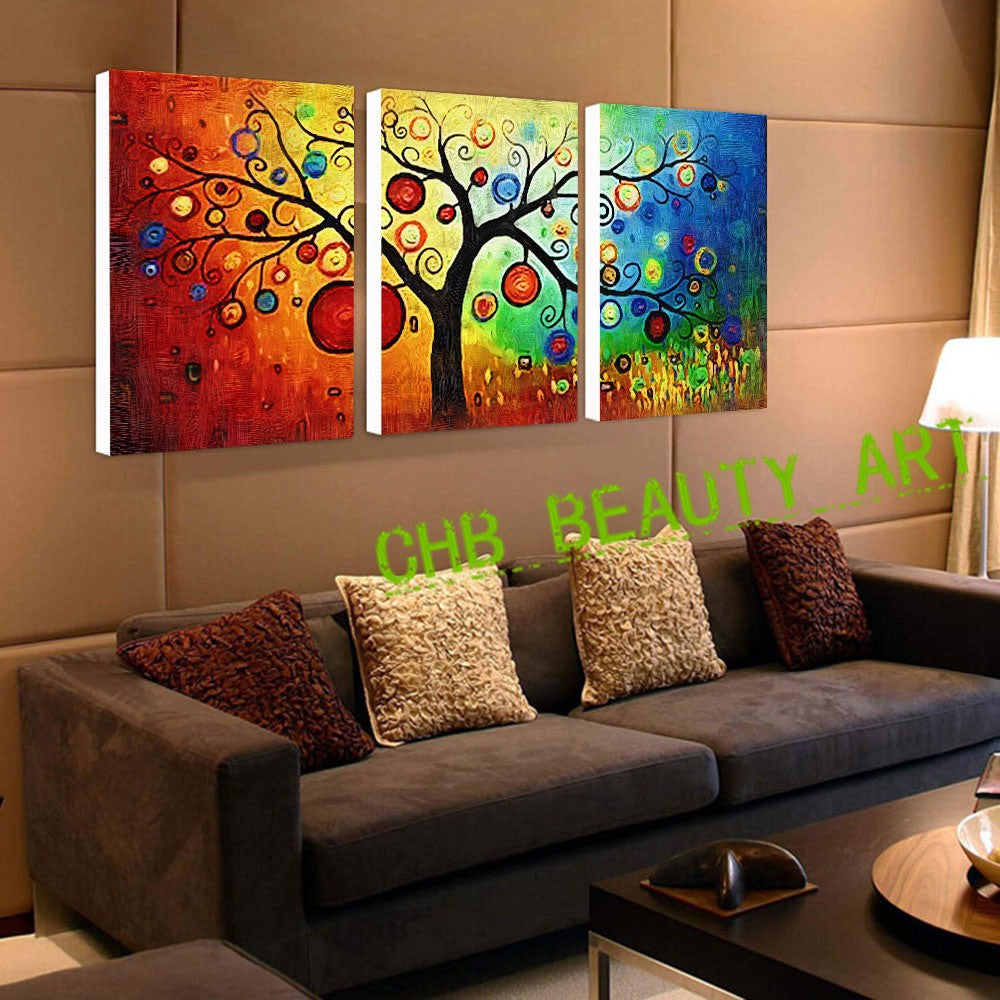 3 panel Lucky Tree modern abstract print painting unframed wall pictur