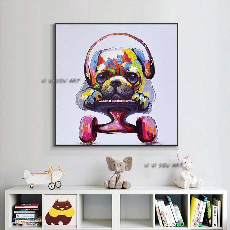 Wall Art Modern Animal Artwork 100% Hand-painted Oil Painting Music Cu ...