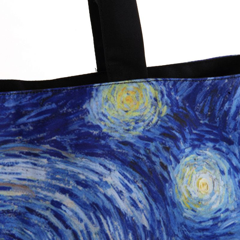 New 2017 Fashion Van Gogh Starry Night Printing Shoulder Canvas Laptop Shopping Handbags Ladies Tote