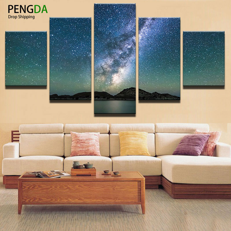 Canvas Art Wall Picture Home Decor Living Room 5 Panel Night View Canv