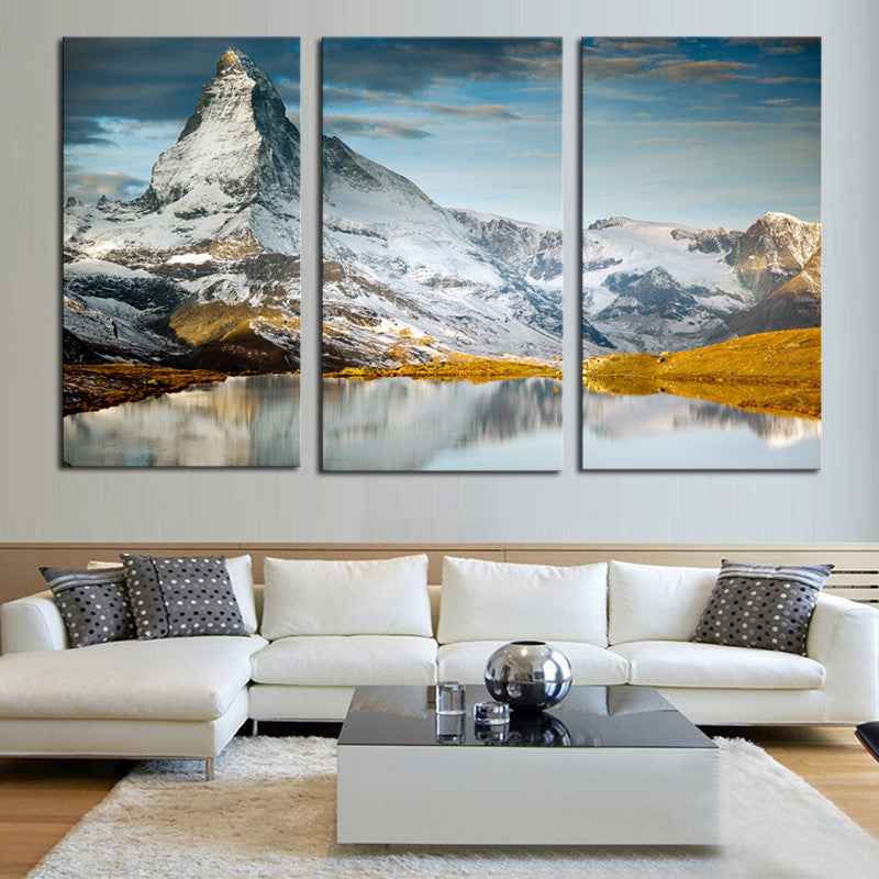 3 panels Hot Sell Snow mountain Modern Home Wall Decor