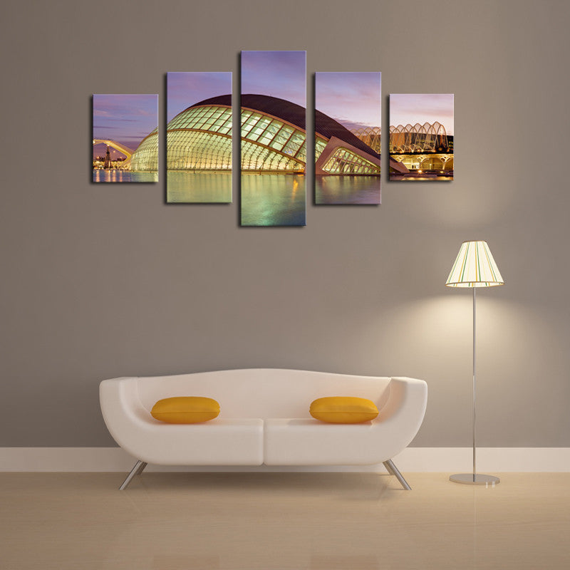 (No Frame) 5 Piece The Modern Architecture Home Wall Decor Canvas Pict ...