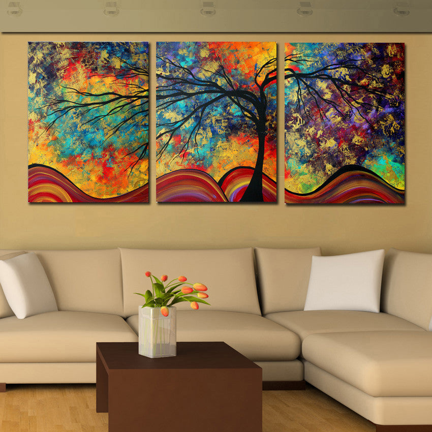 Large Wall Art Home Decor  Abstract Tree Painting  Colorful 