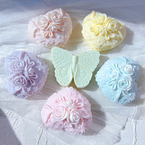 Rose Flower Lace Heart Candle Mold Valentine's Day Gift - Candles molds